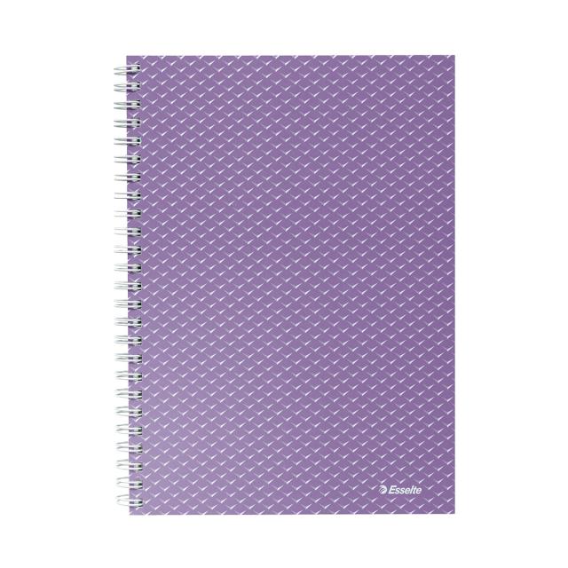 Caiet de birou Esselte Colour'Breeze, carton, reciclabil, certificare FSC, A5, 80 coli, cu spira, dictando, lavanda