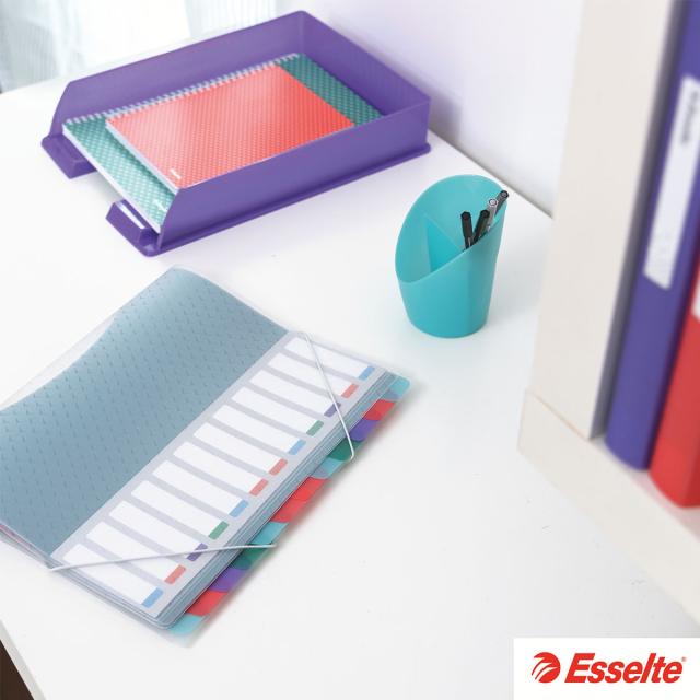 Caiet de birou Esselte Colour'Breeze, carton, reciclabil, certificare FSC, A5, 80 coli, cu spira, dictando, lavanda