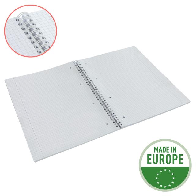 Caiet de birou Esselte Colour'Breeze, carton, reciclabil, certificare FSC, A4, 80 coli, cu spira, matematica, albastru 