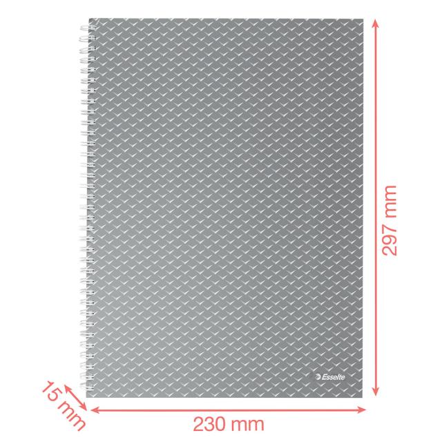 Caiet de birou Esselte Colour'Breeze, carton, reciclabil, certificare FSC, A4, 80 coli, cu spira, matematica, albastru 