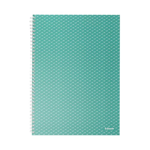 Caiet de birou Esselte Colour'Breeze, carton, reciclabil, certificare FSC, A4, 80 coli, cu spira, matematica, verde
