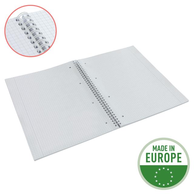 Caiet de birou Esselte Colour'Breeze, carton, reciclabil, certificare FSC, A4, 80 coli, cu spira, matematica, corai