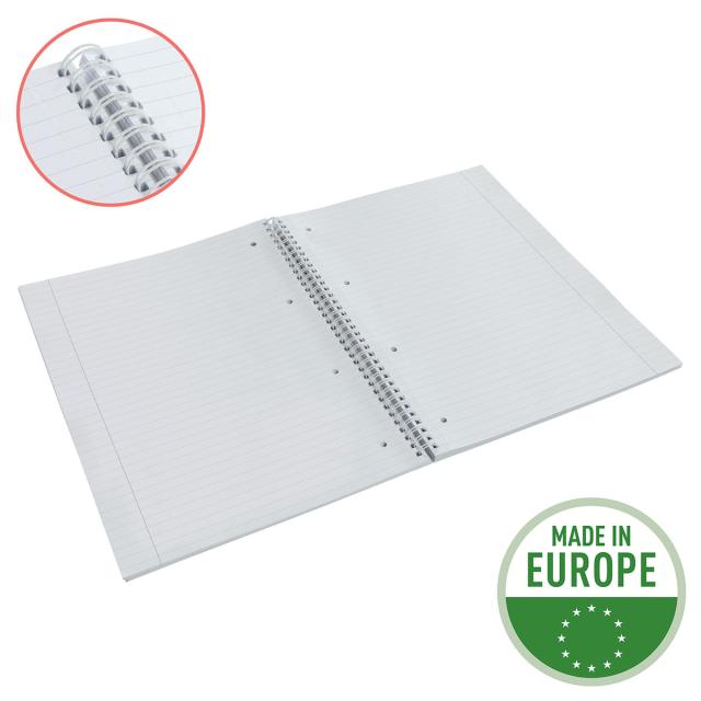 Caiet de birou Esselte Colour'Breeze, carton, reciclabil, certificare FSC, A4, 80 coli, cu spira, dictando, albastru 