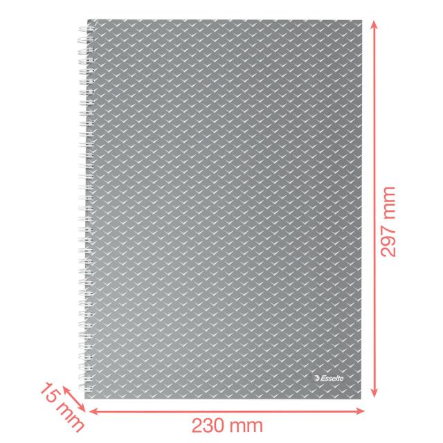 Caiet de birou Esselte Colour'Breeze, carton, reciclabil, certificare FSC, A4, 80 coli, cu spira, dictando, albastru 