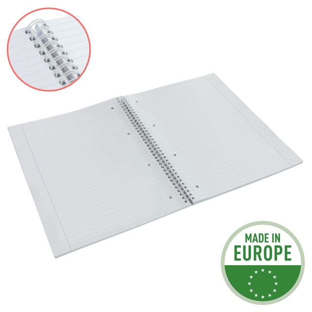 Caiet de birou Esselte Colour'Breeze, carton, reciclabil, certificare FSC, A4, 80 coli, cu spira, dictando, verde