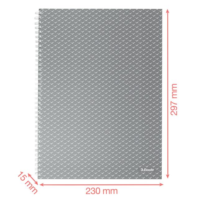 Caiet de birou Esselte Colour'Breeze, carton, reciclabil, certificare FSC, A4, 80 coli, cu spira, dictando, corai