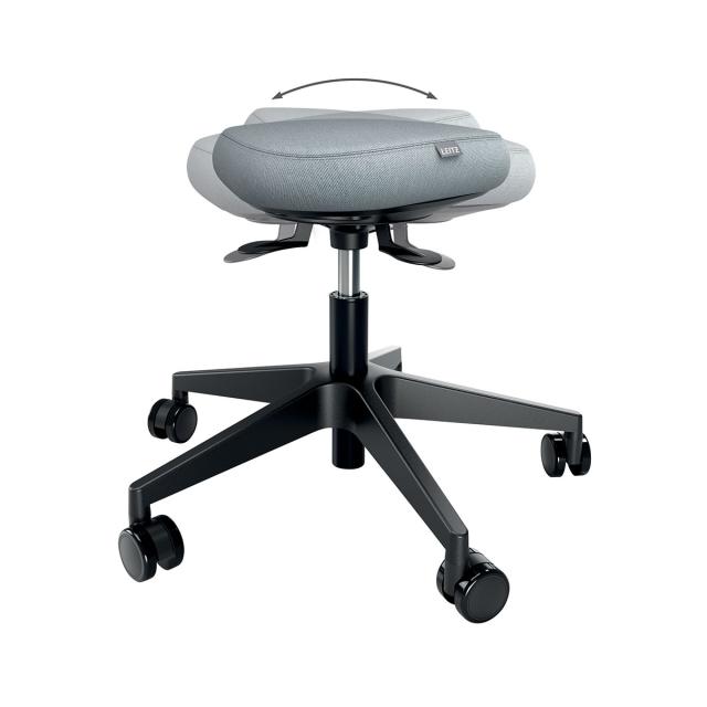 Scaun ergonomic Leitz Ergo, pozitie sezut/ in picioare, inaltime reglabila (47-60 cm), cu roti, sezut mobil, gri