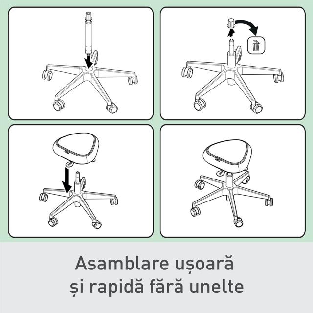 Scaun ergonomic Leitz Ergo, pozitie sezut/ in picioare, inaltime reglabila (47-60 cm), cu roti, sezut mobil, gri