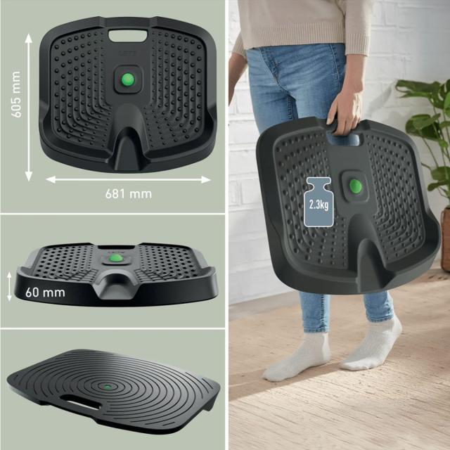 Covoras ergonomic Leitz Ergo, pentru picioare, anti-oboseala, negru