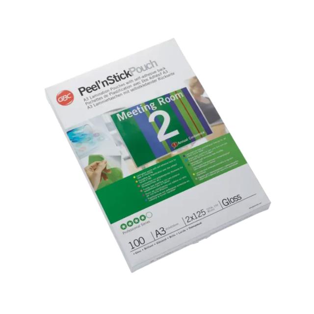 Folie laminare GBC, la cald, auto-adeziva, A3, 125 microni, 100 bucati/set