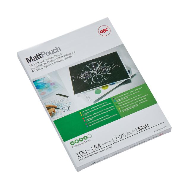 Folie laminare GBC, la cald, mata, A4, 75 mic, 100 bucati/set