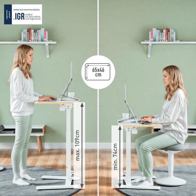 Birou ergonomic Leitz Ergo, pliabil, ajustabil pe inaltime pentru pozitia sezut/in picioare