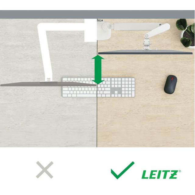 Suport pentru monitor Leitz Ergo, brat ajustabil si extensibil, cu fixare pe birou, gri-deschis