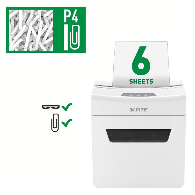 Distrugator documente manual, Leitz IQ Protect 6X, P4, cross-cut, 6 coli