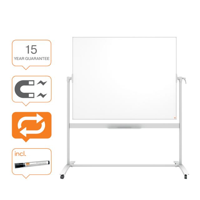 Tabla mobila NOBO Classic, otel lacuit, 150x120 cm, magnetica, include marker si tavita, alb