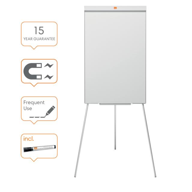 Flipchart NOBO Impression Pro, otel lacuit, trepied, magnetic, include marker si tavita, alb