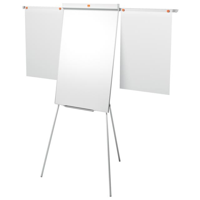 Flipchart NOBO Impression Pro, otel lacuit, brate extensibile si trepied, magnetic, include marker si tavita, alb