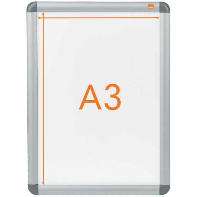 Rama pentru perete NOBO, aluminiu, cu clip, A3, gri