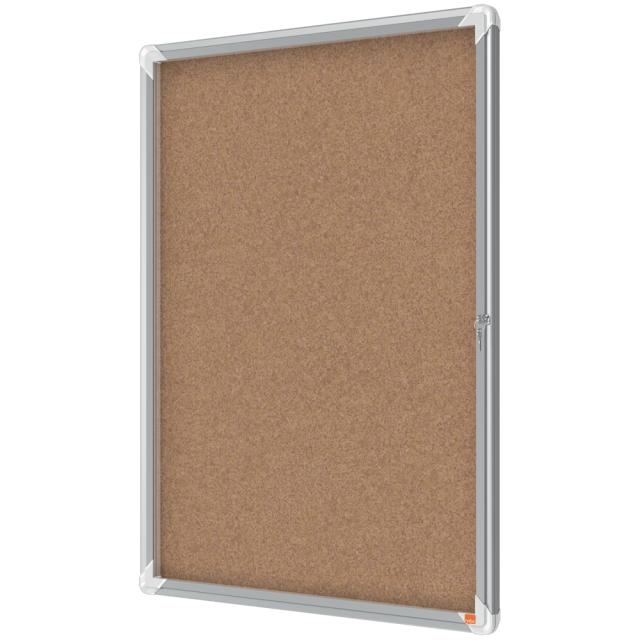 Avizier NOBO Premium Plus, interior, pluta, 9x A4, cu usa si cheie, natur