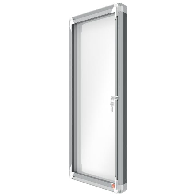 Avizier NOBO Premium Plus, exterior, otel emailat, 4x A4, cu usa si cheie, magnetic, alb
