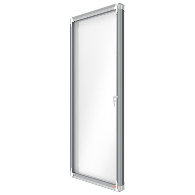 Avizier NOBO Premium Plus, exterior, otel emailat, 9x A4, cu usa si cheie, magnetic