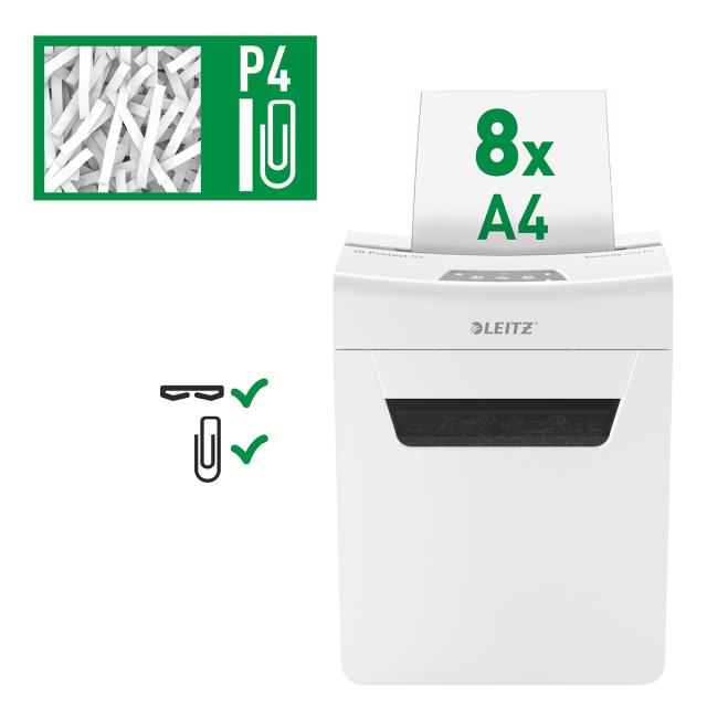 Distrugator documente manual Leitz IQ Protect 8X, P4, cross-cut, 8 coli