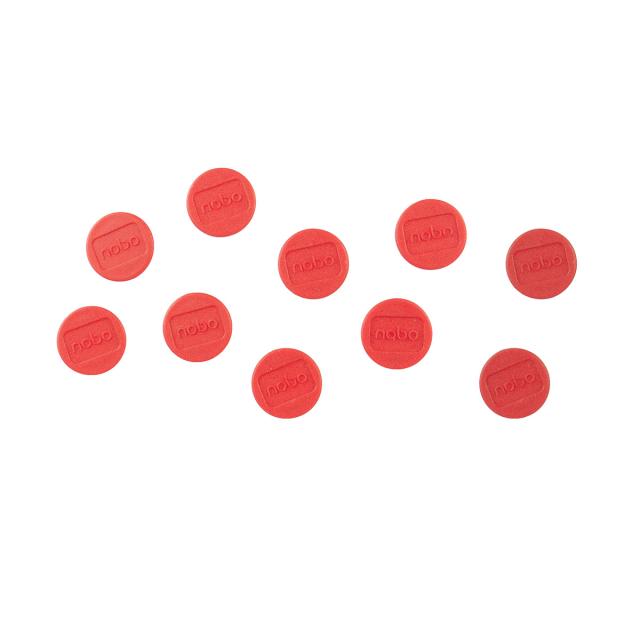 Magneti pentru table NOBO, diametru 24 mm, sustin 4 coli, 10 bucati/set, rosu