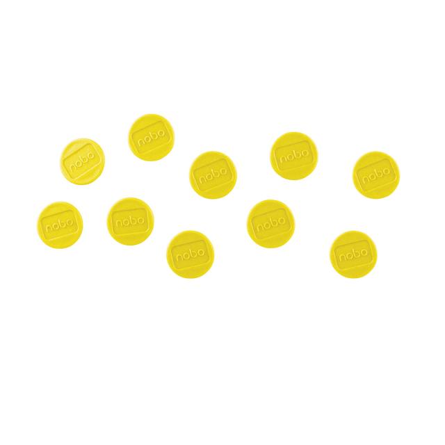 Magneti pentru table NOBO, diametru 24 mm, sustin 4 coli, 10 bucati/set, galben