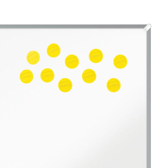 Magneti pentru table NOBO, diametru 24 mm, sustin 4 coli, 10 bucati/set, galben