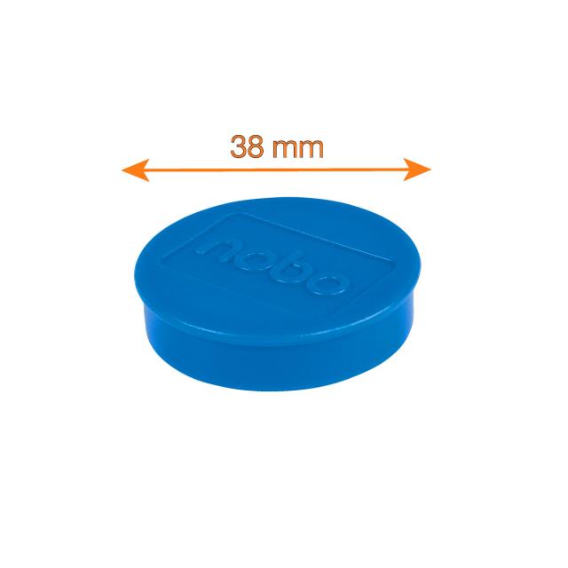 Magneti pentru table NOBO, diametru 38 mm, sustin 20 coli, 10 bucati/set, albastru