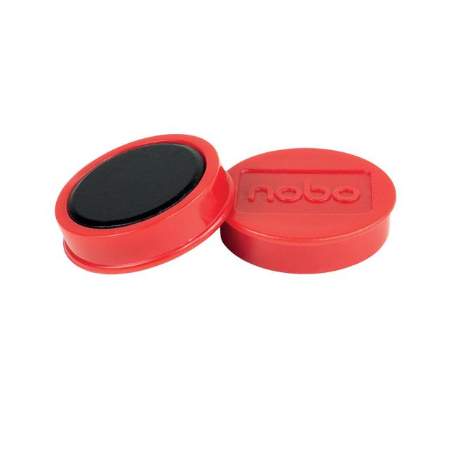 Magneti pentru table NOBO, diametru 38 mm, sustin 20 coli, 10 bucati/set, rosu