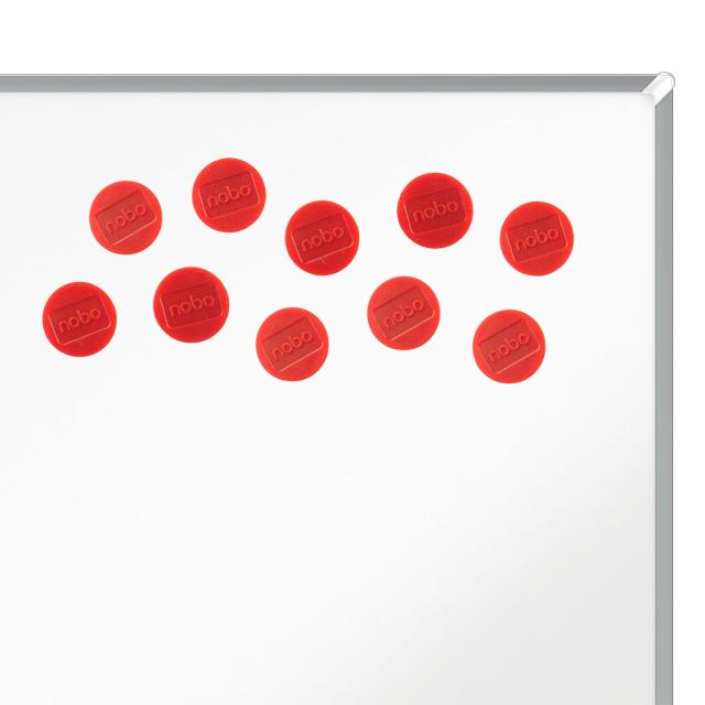 Magneti pentru table NOBO, diametru 38 mm, sustin 20 coli, 10 bucati/set, rosu