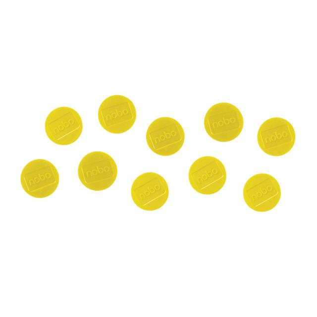 Magneti pentru table NOBO, diametru 38 mm, sustin 20 coli, 10 bucati/set, galben