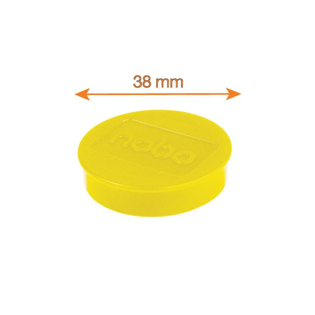 Magneti pentru table NOBO, diametru 38 mm, sustin 20 coli, 10 bucati/set, galben
