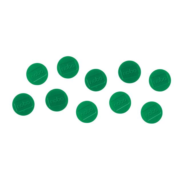 Magneti pentru table NOBO, diametru 38 mm, sustin 20 coli, 10 bucati/set, verde