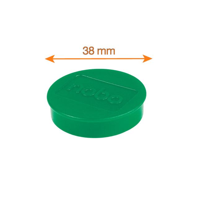 Magneti pentru table NOBO, diametru 38 mm, sustin 20 coli, 10 bucati/set, verde