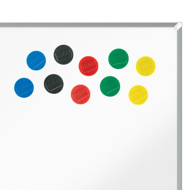 Magneti pentru table NOBO, diametru 38 mm, sustin 20 coli, 10 bucati/set, diverse culori