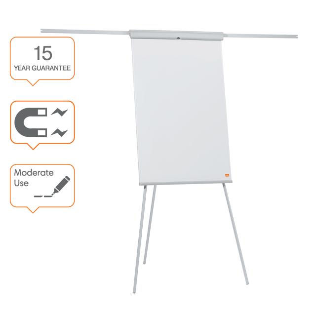 Flipchart magnetic NOBO Essentials, otel lacuit, brate extensibile