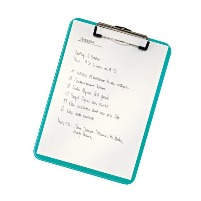 Clipboard Leitz WOW, simplu, PS, A4, 100 coli, turcoaz 