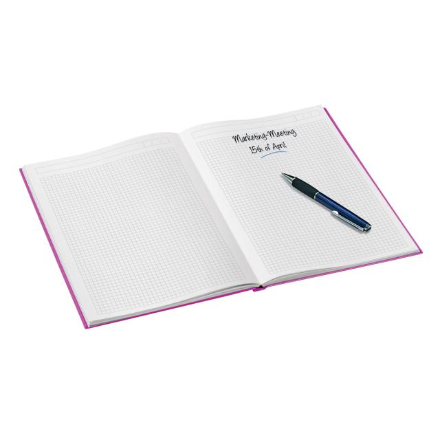Caiet de birou Leitz WOW, carton laminat, coperta dura, A5, 80 coli, matematica, roz 