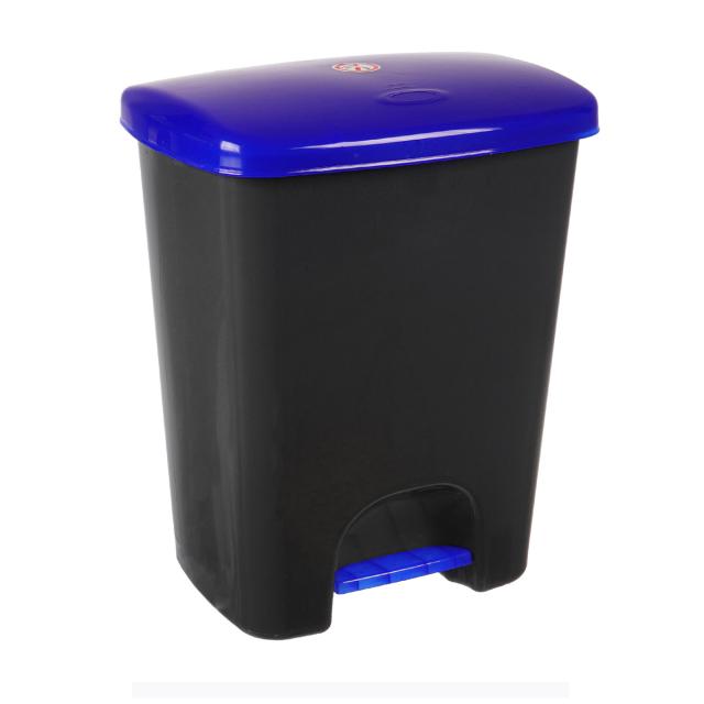 Cos gunoi cu pedala 25L, corp gri, capac albastru