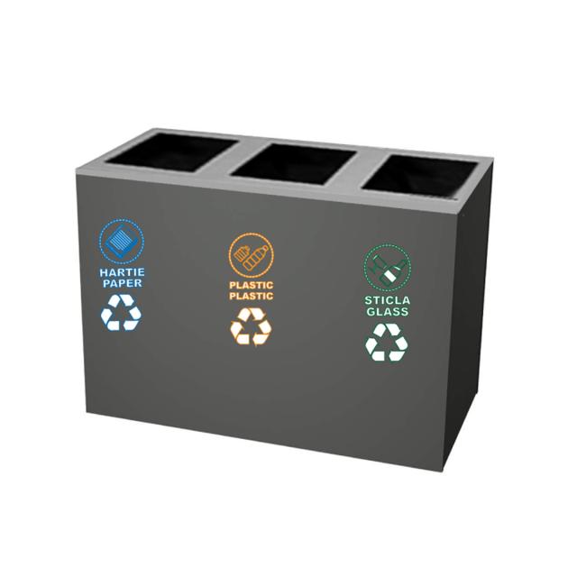 Cosuri colectare selectiva din inox, 4 x 54L