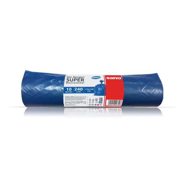 Saci menajeri LDPE, negru, 60L, 60x80 cm, 25 microni, 15 bucati/rola