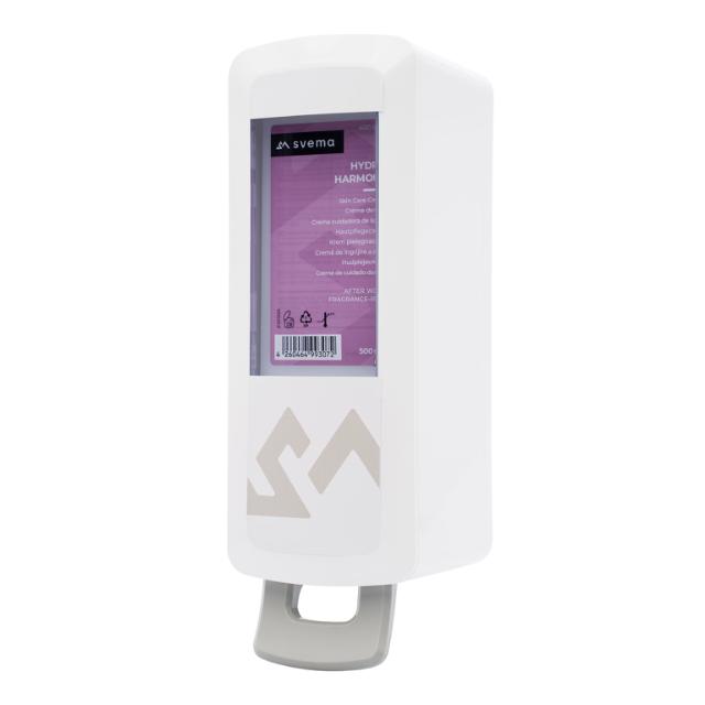Dozator manual mic SVEMA LOGAN-M, pentru sapun si/sau dezinfectant, culoare alba, 750 ml