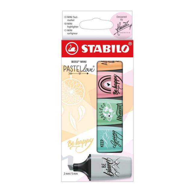 Textmarker Stabilo Boss mini Pastellove, 5 culori