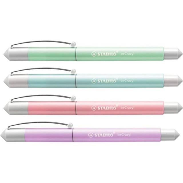 Stilou Stabilo BeYou! BeCrazy!, Pastel, M, 0.5 mm, mov / alb, 3 rezerve, blister