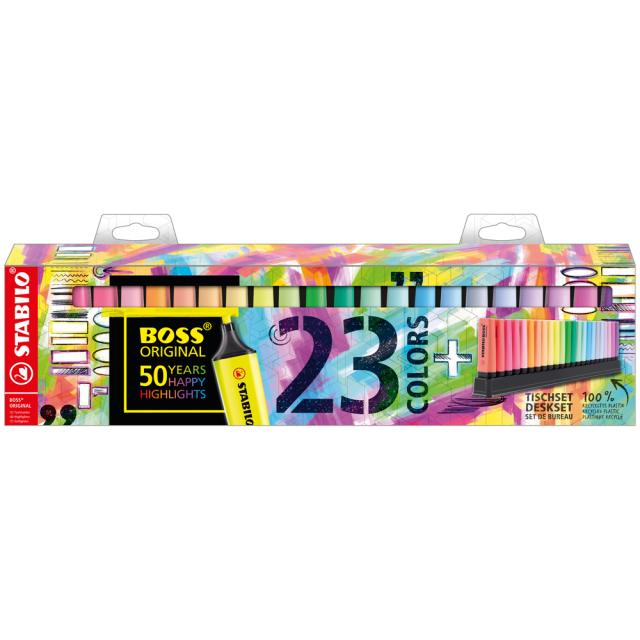 Set textmarker Stabilo Boss original, 23 culori cu suport de birou