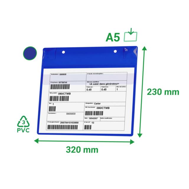 Buzunar logistic neodymium magnet Tarifold, albastru, A5 landscape, 5 bucati/set