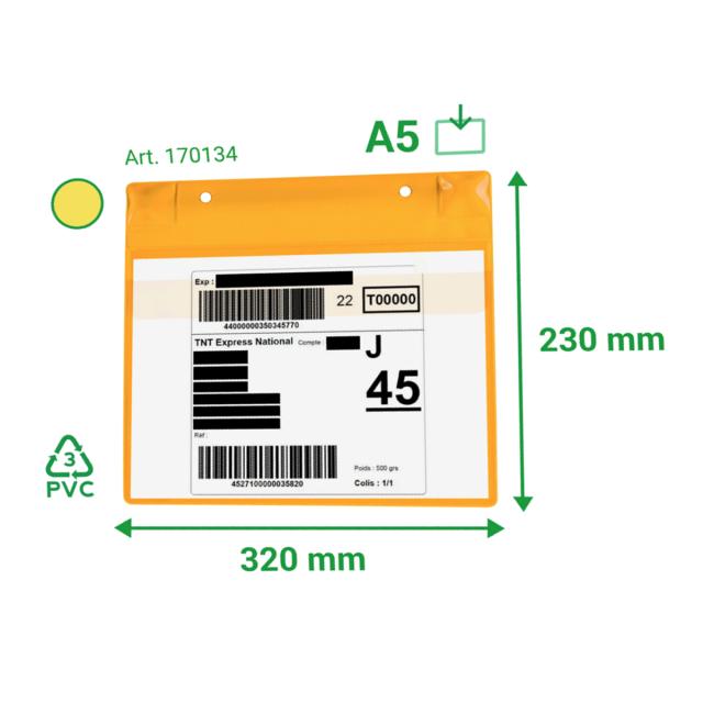 Buzunar logistic neodymium magnet Tarifold, galben, A5 landscape, 5 bucati/set