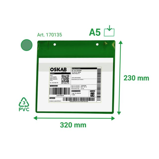 Buzunar logistic neodymium magnet Tarifold, verde, A5 landscape, 5 bucati/set